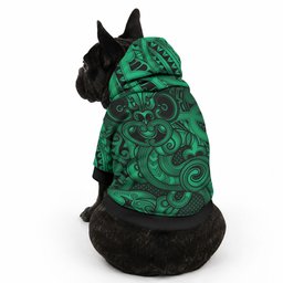 Aotearoa Maori Hei Tiki Pet Hoodie Kakariki Kowhaiwhai Puhoro Motif