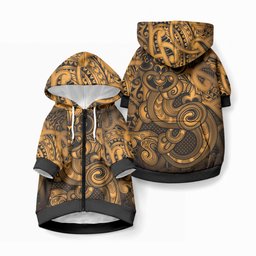 Aotearoa Maori Hei Tiki Pet Hoodie Koura Kowhaiwhai Puhoro Motif