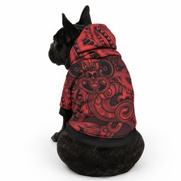Aotearoa Maori Hei Tiki Pet Hoodie Whero Kowhaiwhai Puhoro Motif