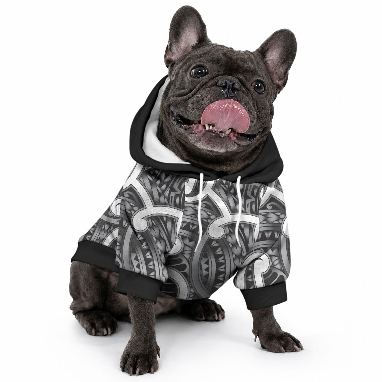 Aotearoa Maori Kowhaiwhai Pet Hoodie Kiwikiwi Puhoro and Patiki