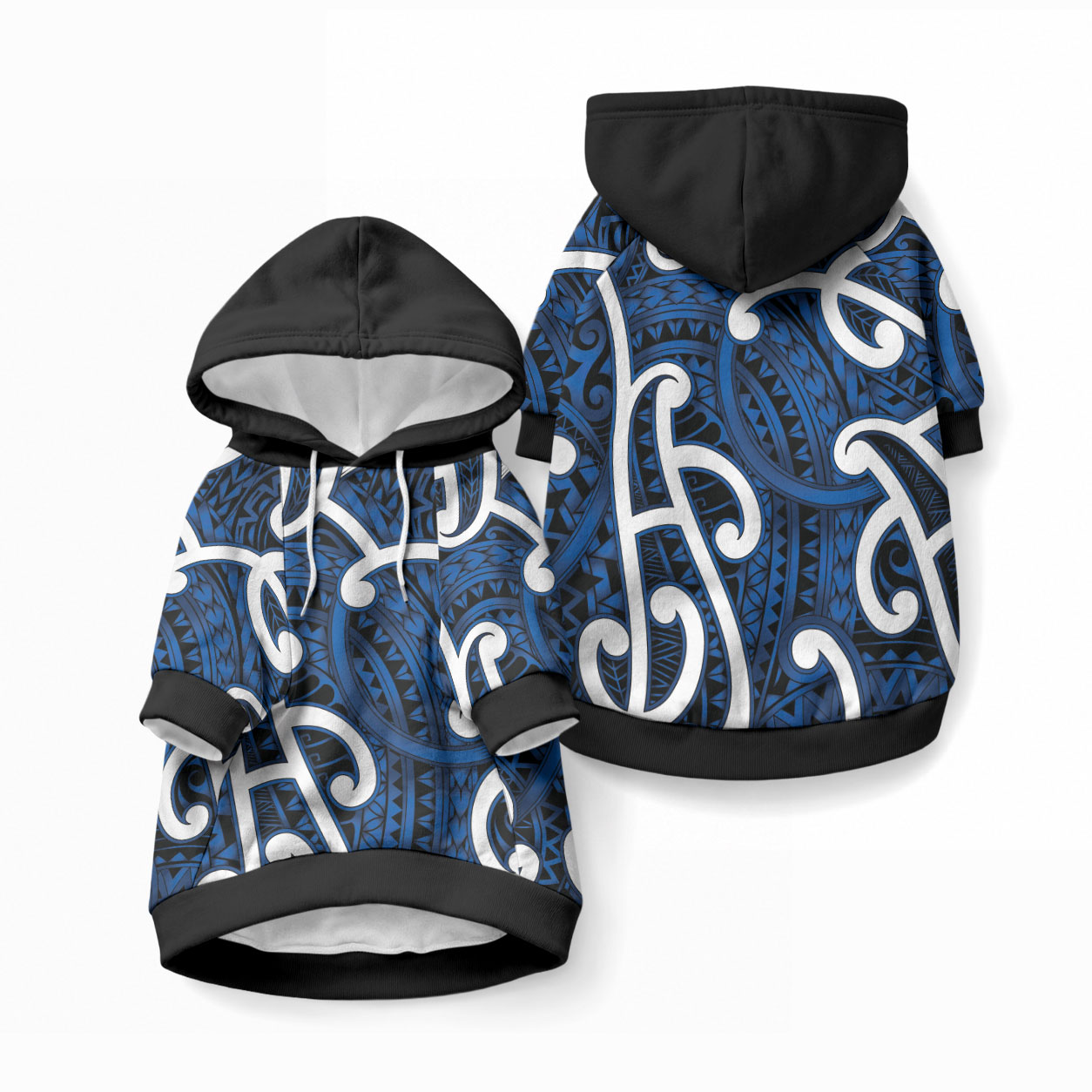 Aotearoa Maori Kowhaiwhai Pet Hoodie Kikorangi Puhoro and Patiki
