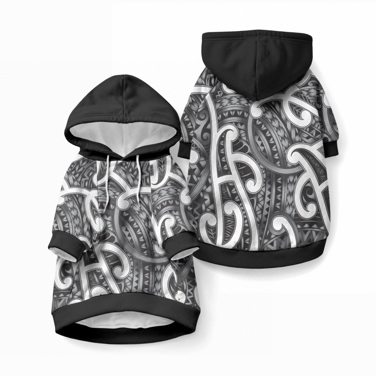 Aotearoa Maori Kowhaiwhai Pet Hoodie Kiwikiwi Puhoro and Patiki