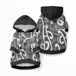 Aotearoa Maori Kowhaiwhai Pet Hoodie Kiwikiwi Puhoro and Patiki