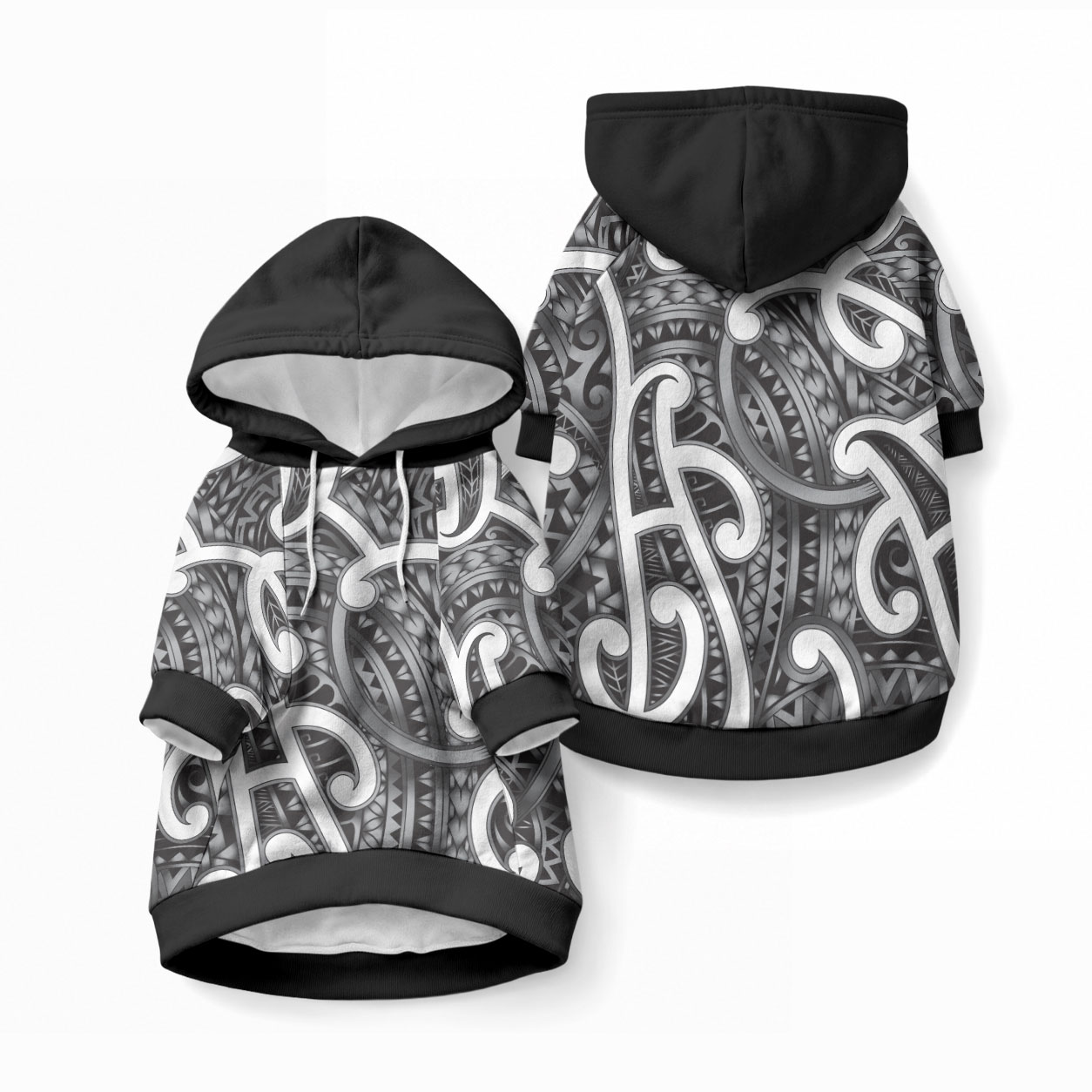 Aotearoa Maori Kowhaiwhai Pet Hoodie Kiwikiwi Puhoro and Patiki