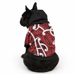 Aotearoa Maori Kowhaiwhai Pet Hoodie Whero Puhoro and Patiki