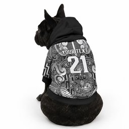 Custom New Zealand Taiaha Maori Pet Hoodie Kiwikiwi Minimalist Silver Fern Tukutuku Motif