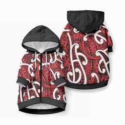 Aotearoa Maori Kowhaiwhai Pet Hoodie Whero Puhoro and Patiki