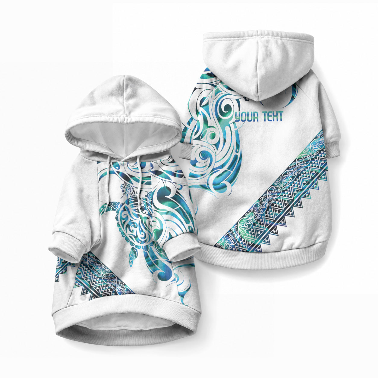 Kahui Whetu Paua shell Kowhaiwhai Taniko Personalised Pet Hoodie Turtle Tattoo Maori Tribal Style