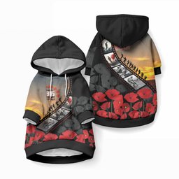 Personalised Remembering ANZAC Lest We Forget Pet Hoodie Vintage Film Frame Memorial Red Poppy