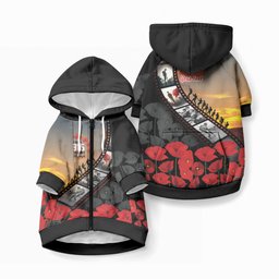 Personalised Remembering ANZAC Lest We Forget Pet Hoodie Vintage Film Frame Memorial Red Poppy