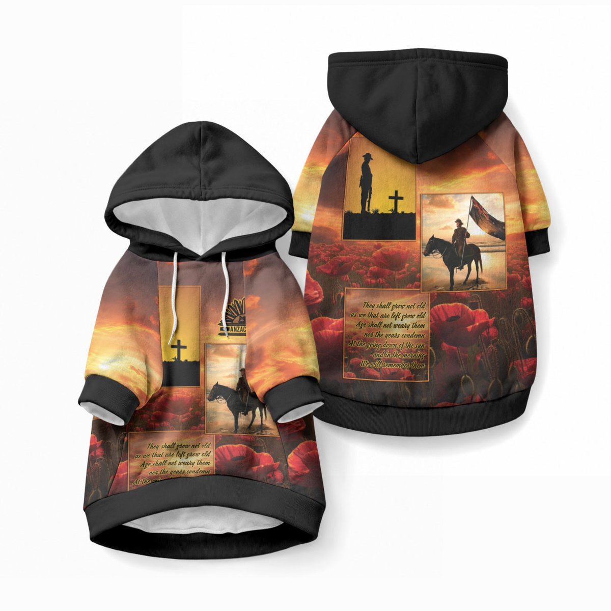ANZAC Day Film Reel Lest We Forget Pet Hoodie Australia NZ Memorial