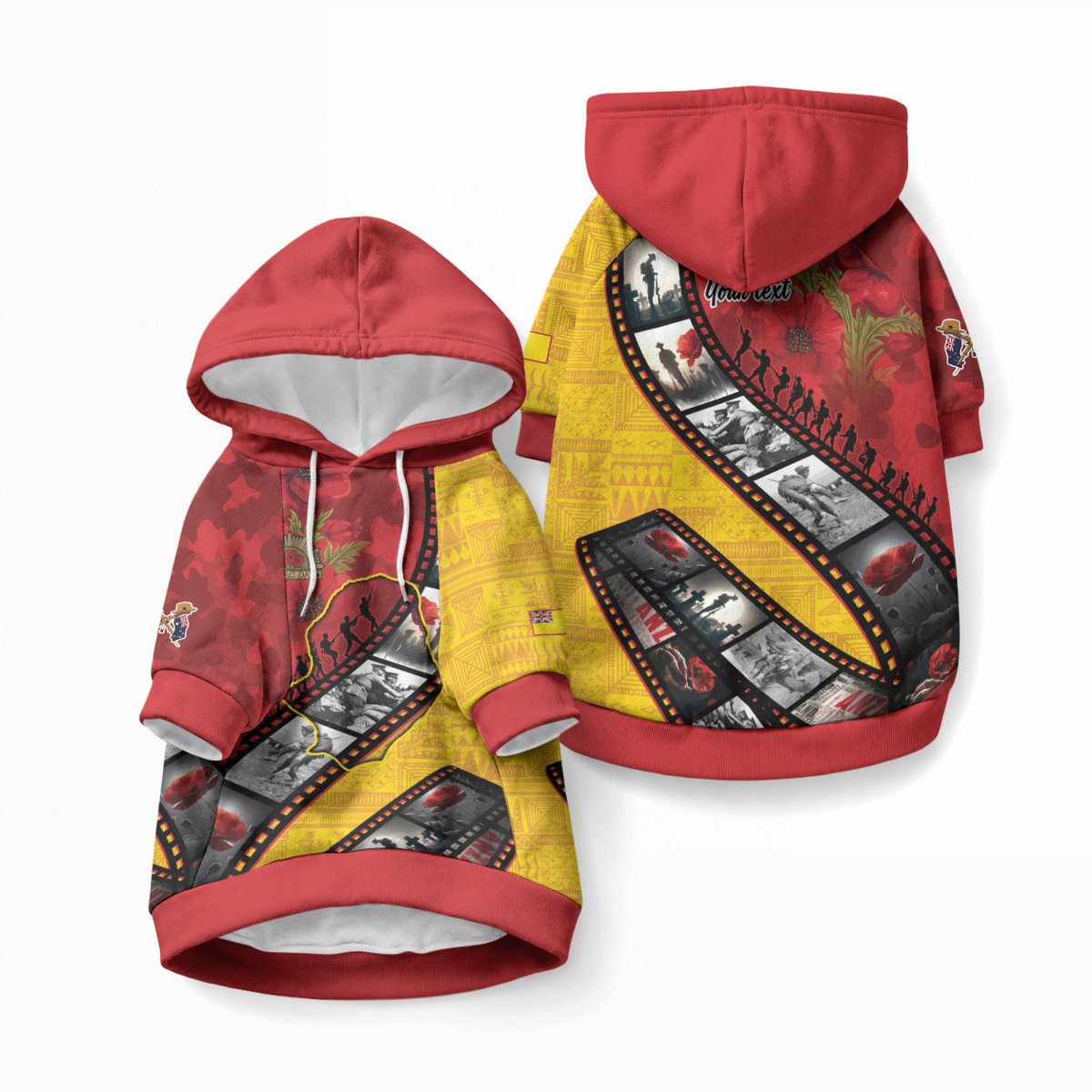 Personalised Niue ANZAC 1915-2026 Filmstrip Pet Hoodie Lest We Forget 25 April
