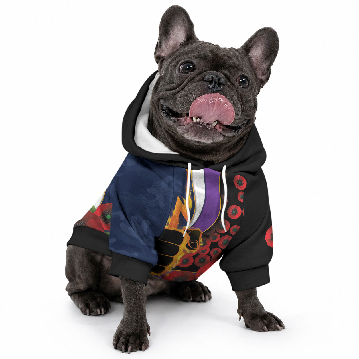 Melbourne Storm ANZAC Personalised Pet Hoodie Lest We Forget Poppy Camo