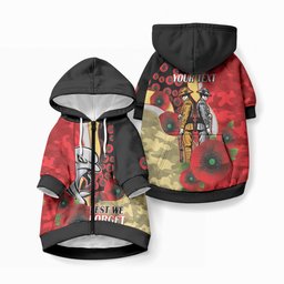 Redcliffe Dolphins ANZAC Personalised Pet Hoodie Lest We Forget Poppy Camo