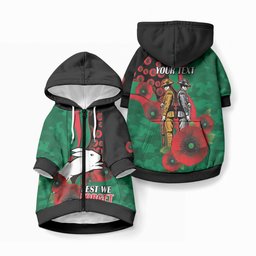 South Sydney Rabbitohs ANZAC Personalised Pet Hoodie Lest We Forget Poppy Camo