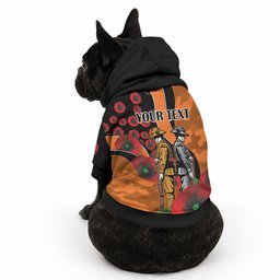 Wests Tigers ANZAC Personalised Pet Hoodie Lest We Forget Poppy Camo