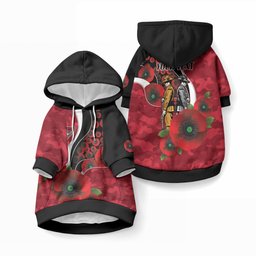 Essendon Bombers ANZAC Personalised Pet Hoodie Lest We Forget Poppy Camo