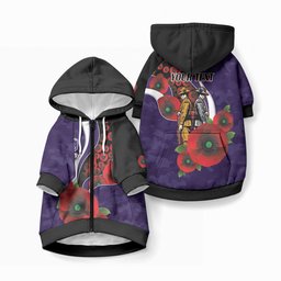 Fremantle Dockers ANZAC Personalised Pet Hoodie Lest We Forget Poppy Camo