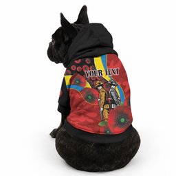 Gold Suns ANZAC Personalised Pet Hoodie Lest We Forget Poppy Camo