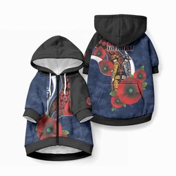 Geelong Cats ANZAC Personalised Pet Hoodie Lest We Forget Poppy Camo