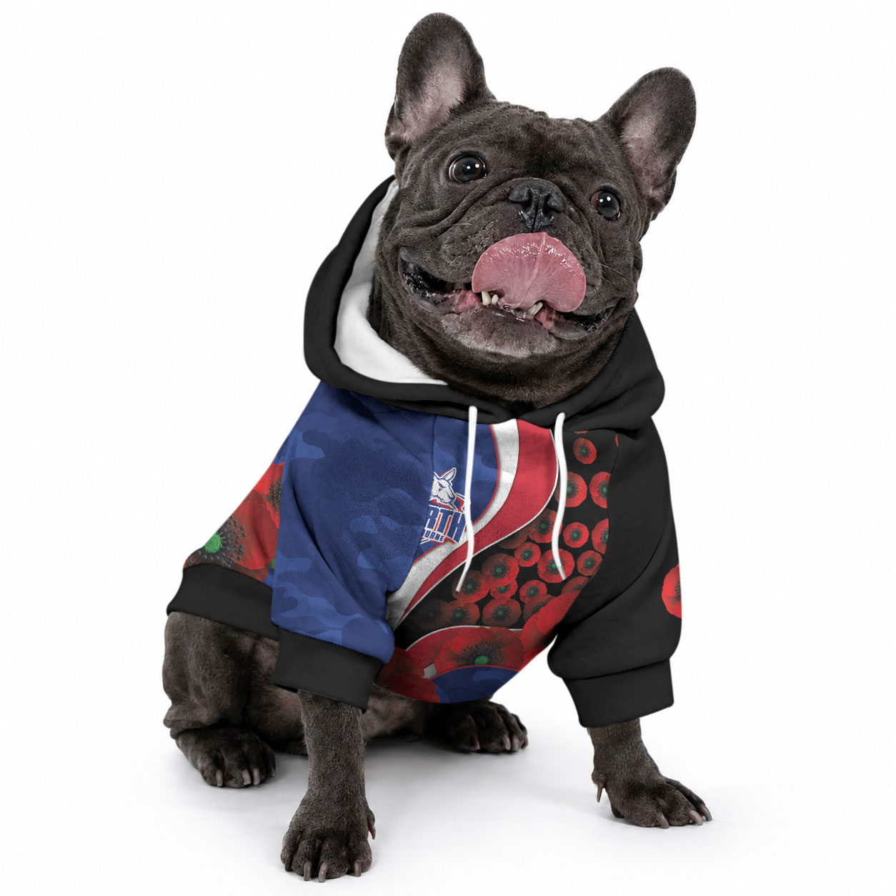 North Kangaroos ANZAC Personalised Pet Hoodie Lest We Forget Poppy Camo