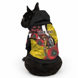 Richmond Tigers ANZAC Personalised Pet Hoodie Lest We Forget Poppy Camo