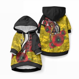 Richmond Tigers ANZAC Personalised Pet Hoodie Lest We Forget Poppy Camo
