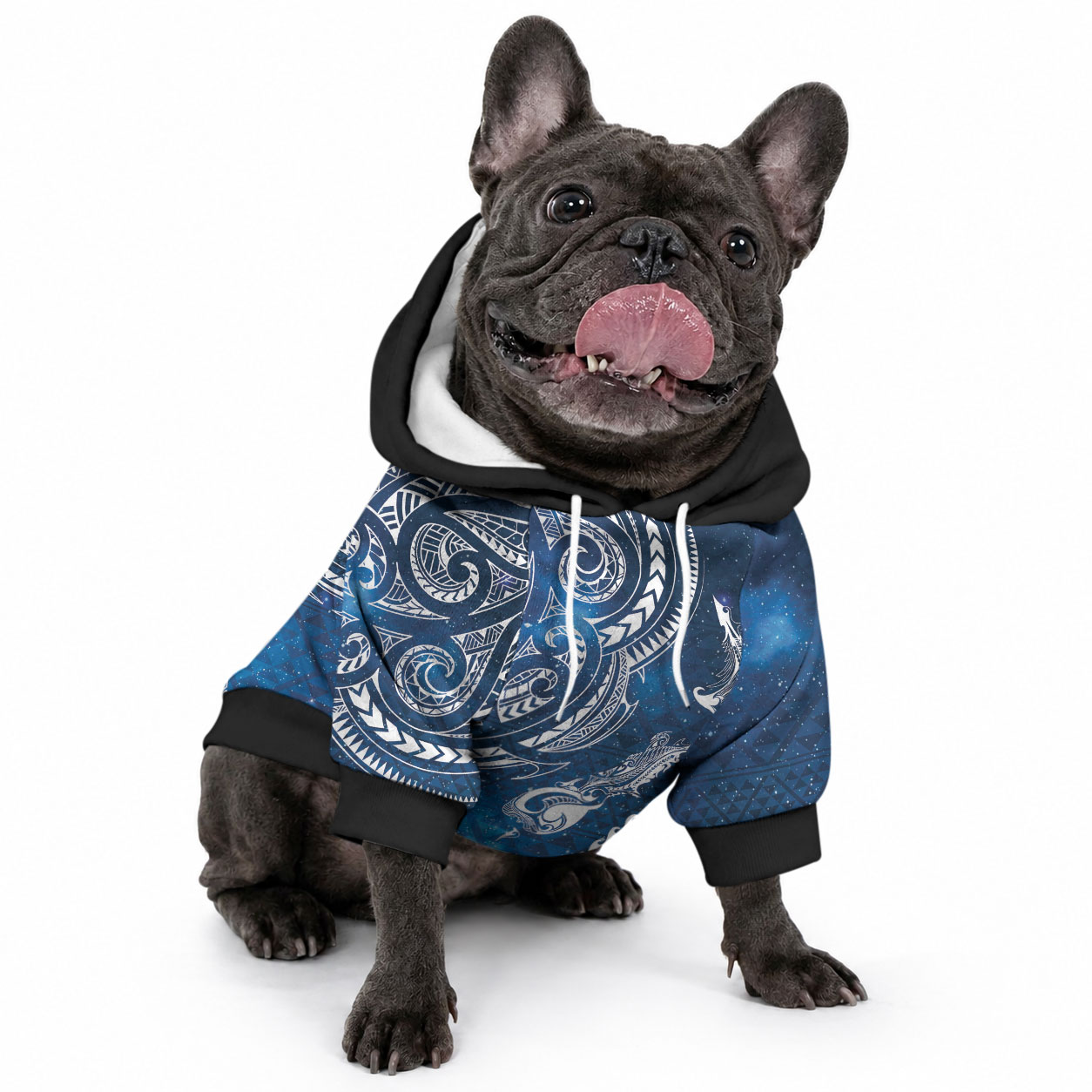 Matariki Galaxy Pet Hoodie New Zealand Map Maori Pattern
