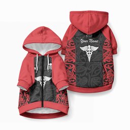 New Zealand Nurse RN 2026 Personalised Pet Hoodie Red Maori Pattern Cultural Pride