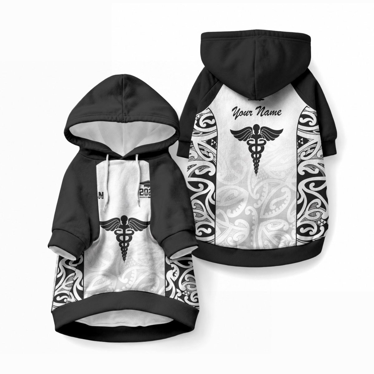 New Zealand Nurse RN 2026 Personalised Pet Hoodie White Maori Pattern Cultural Pride