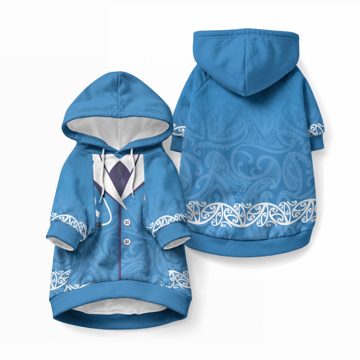 New Zealand Nurses Week Pet Hoodie Maori Kowhaiwhai Blue Tribal