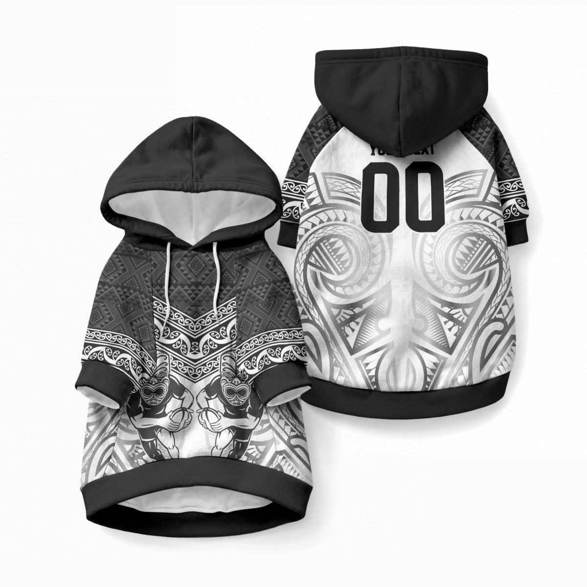 Custom Rugby New Zealand Black Fern Pet Hoodie Niho Taniwha Inspired