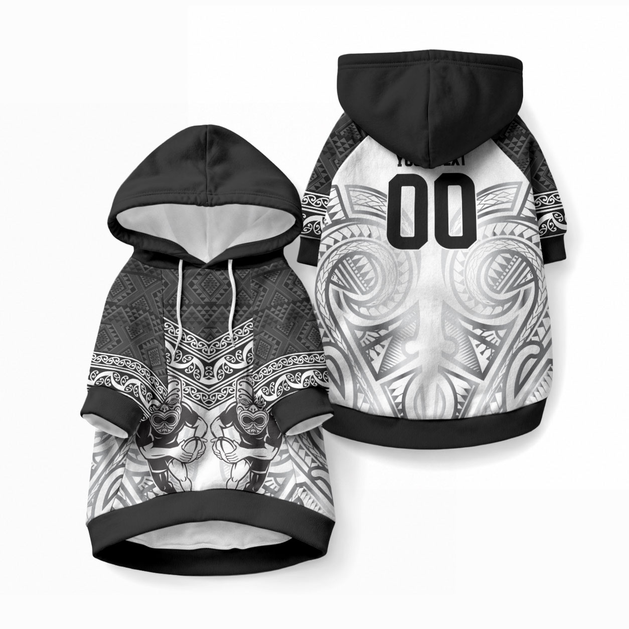 Custom Rugby New Zealand Black Fern Pet Hoodie Niho Taniwha Inspired