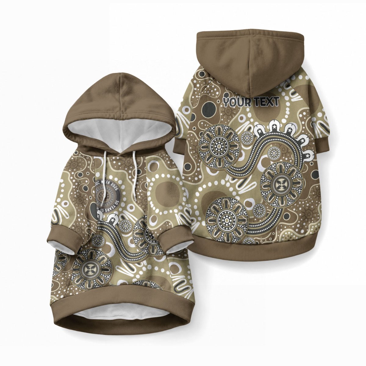 Personalised NAIDOC Week 50 Years Deadly Always Pet Hoodie Brown Aboriginal Artwork Dot Painting