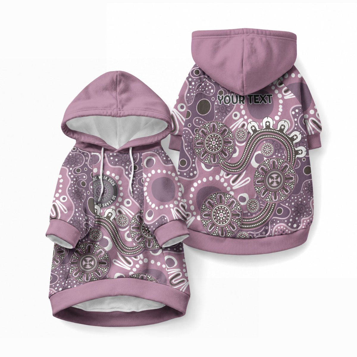 Personalised NAIDOC Week 50 Years Deadly Always Pet Hoodie Pink Aboriginal Artwork Dot Painting