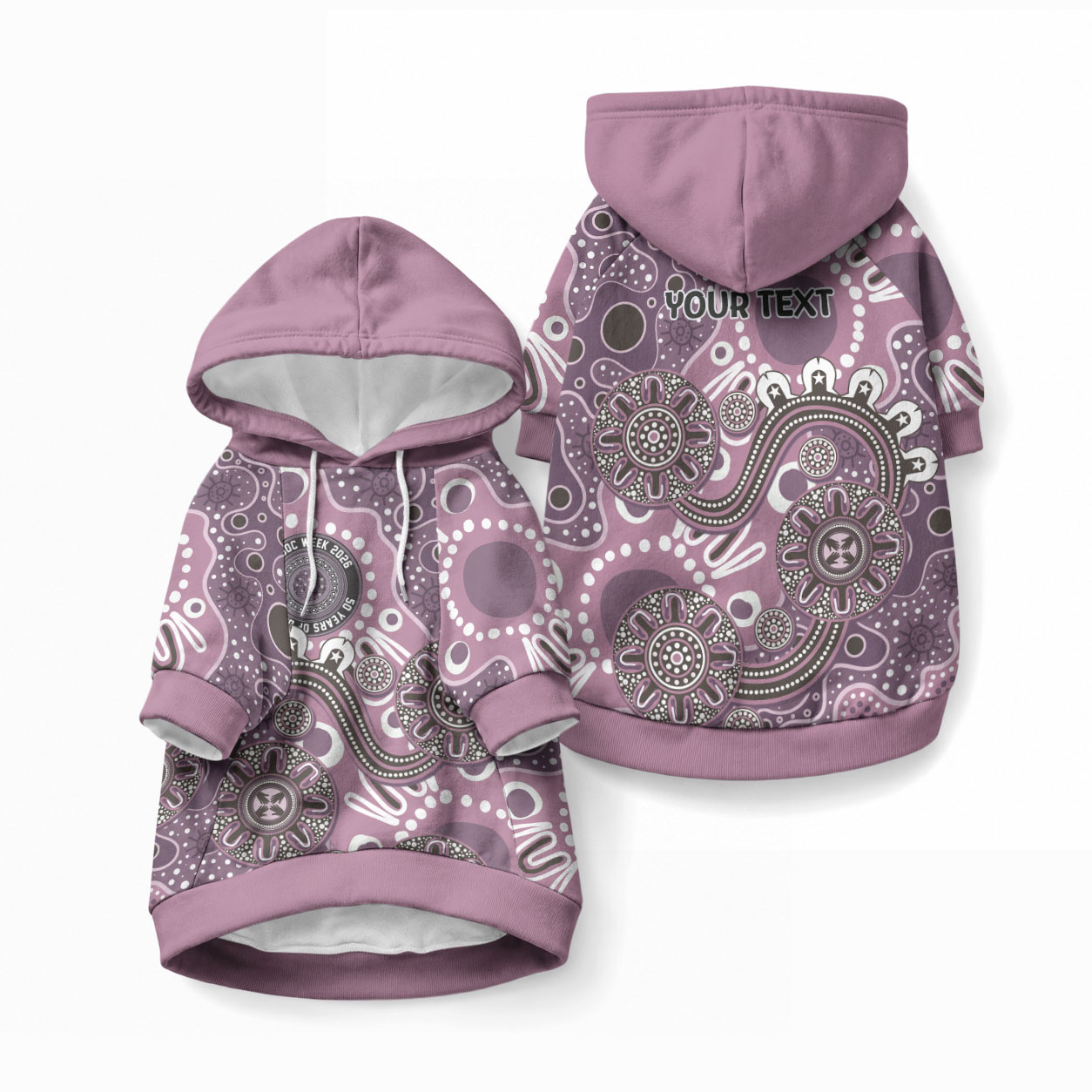 Personalised NAIDOC Week 50 Years Deadly Always Pet Hoodie Pink Aboriginal Artwork Dot Painting