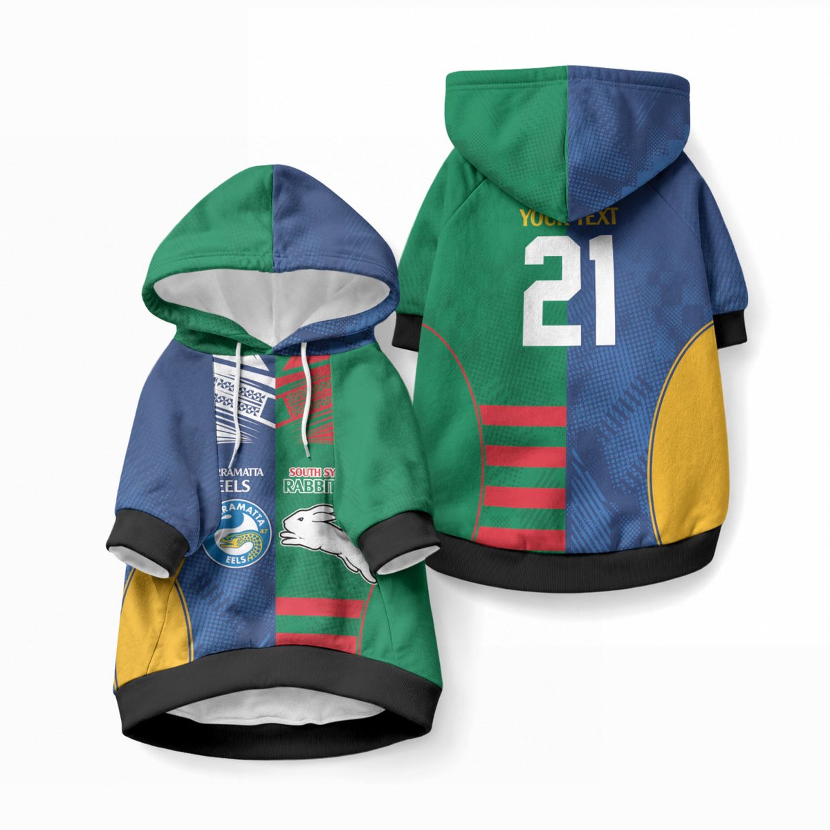 Custom Rabbitohs and Eels Together Pet Hoodie Sporty Style