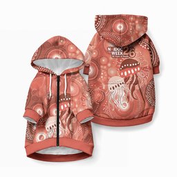 NAIDOC Deadly 50 Years Pet Hoodie Jellyfish Aboriginal Culture Inspired Red