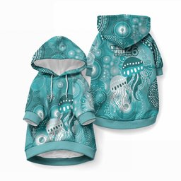 NAIDOC Deadly 50 Years Pet Hoodie Jellyfish Aboriginal Culture Inspired Turquoise
