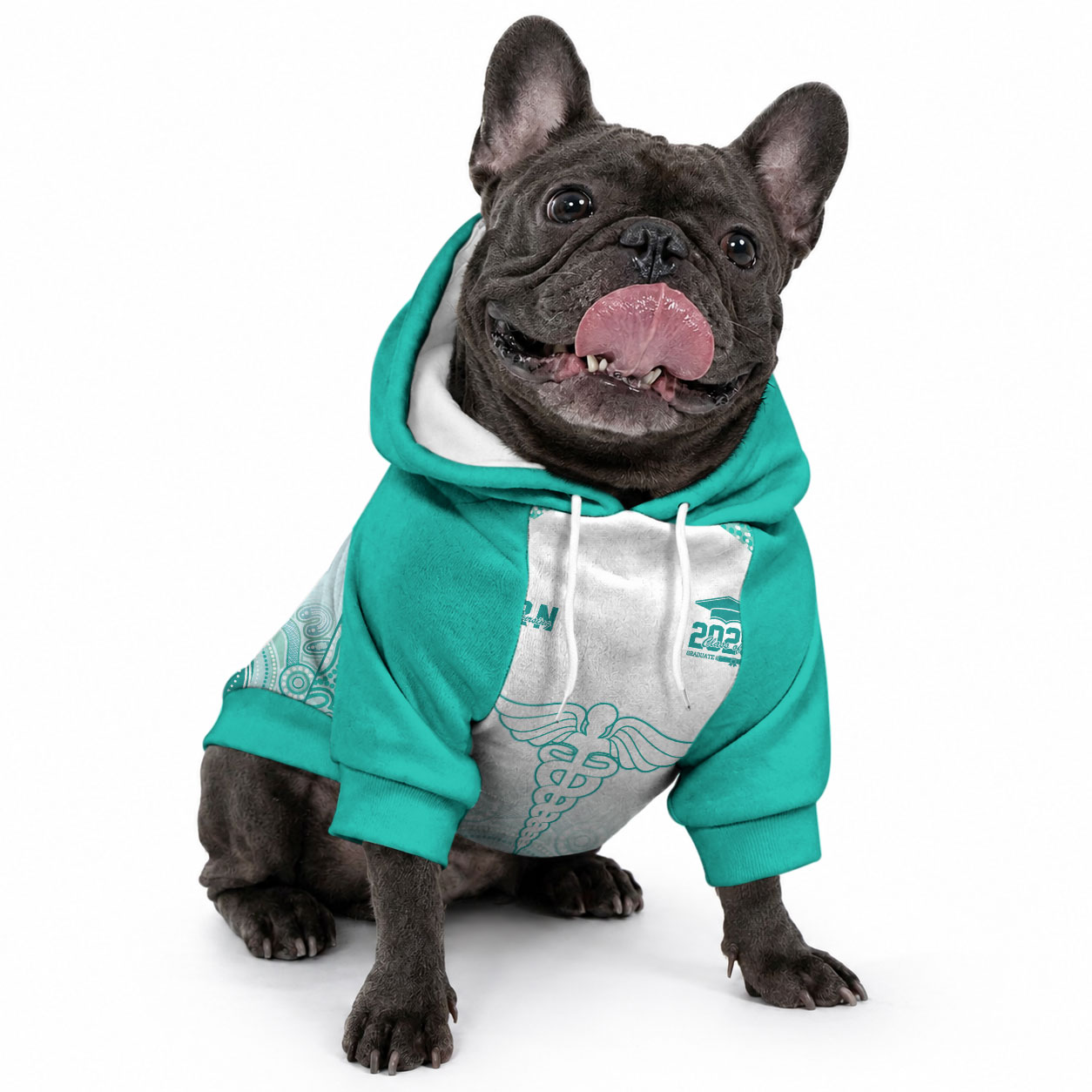Aussie Nurse RN 2026 Personalised Pet Hoodie Turquoise Aboriginal Art Pattern Cultural Pride