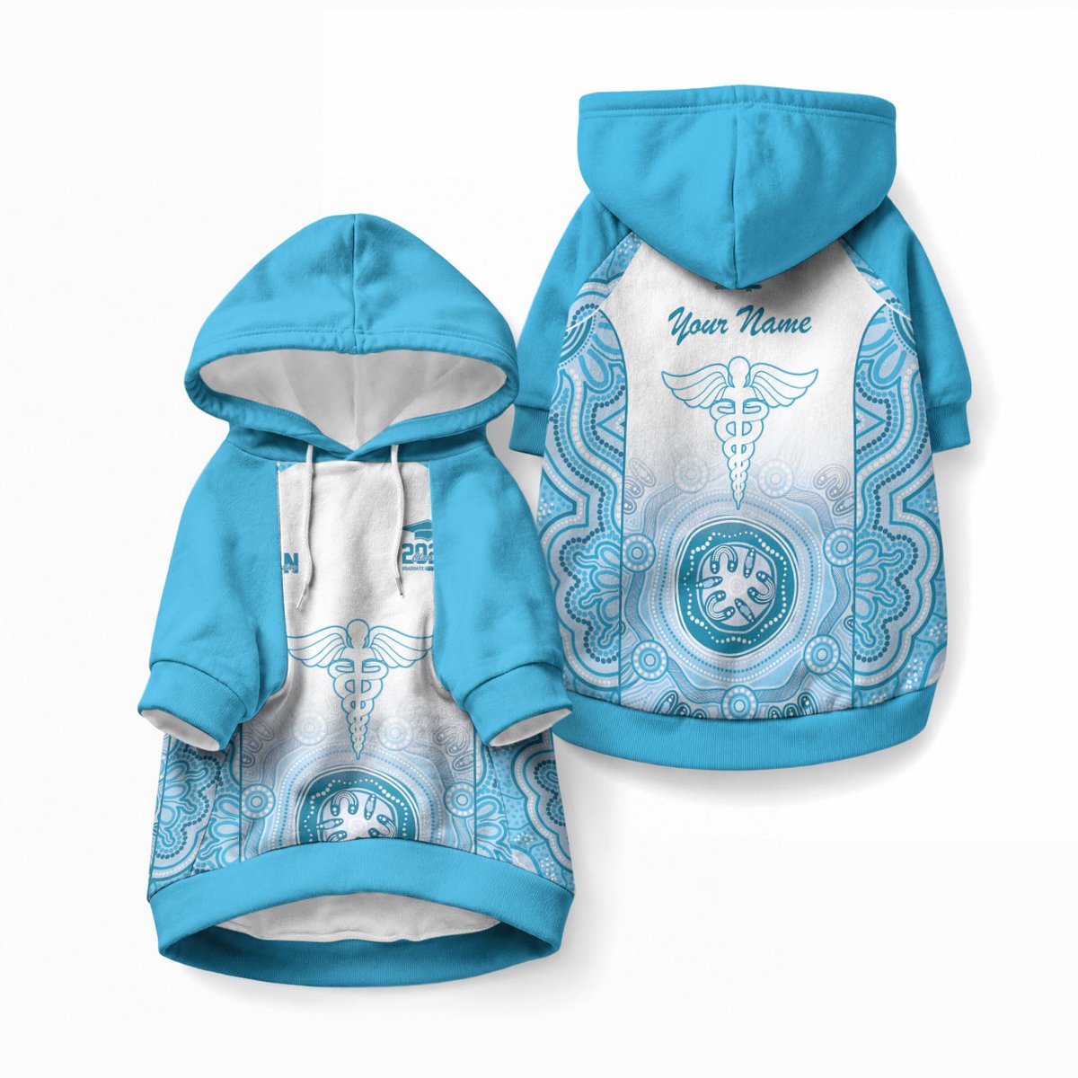 Aussie Nurse RN 2026 Personalised Pet Hoodie Blue Aboriginal Art Pattern Cultural Pride