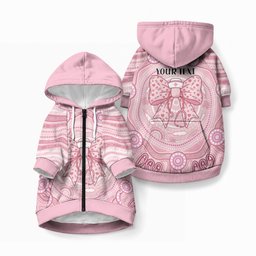 Aussie Nurse Personalised Pet Hoodie Pink Stethoscope Coquette Bow Aboriginal Dot Art