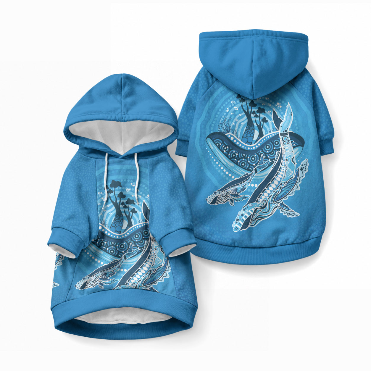 Aboriginal Ocean Whale Pet Hoodie Dot Art Dreamtime Tree of Life