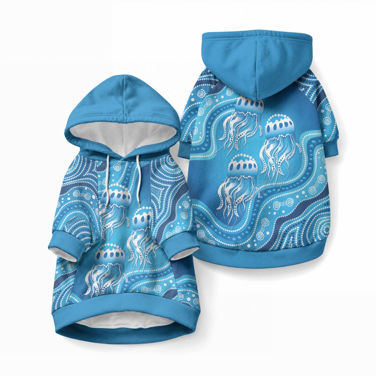 Aboriginal Ocean Jellyfish Pet Hoodie Dot Art Dreamtime Style