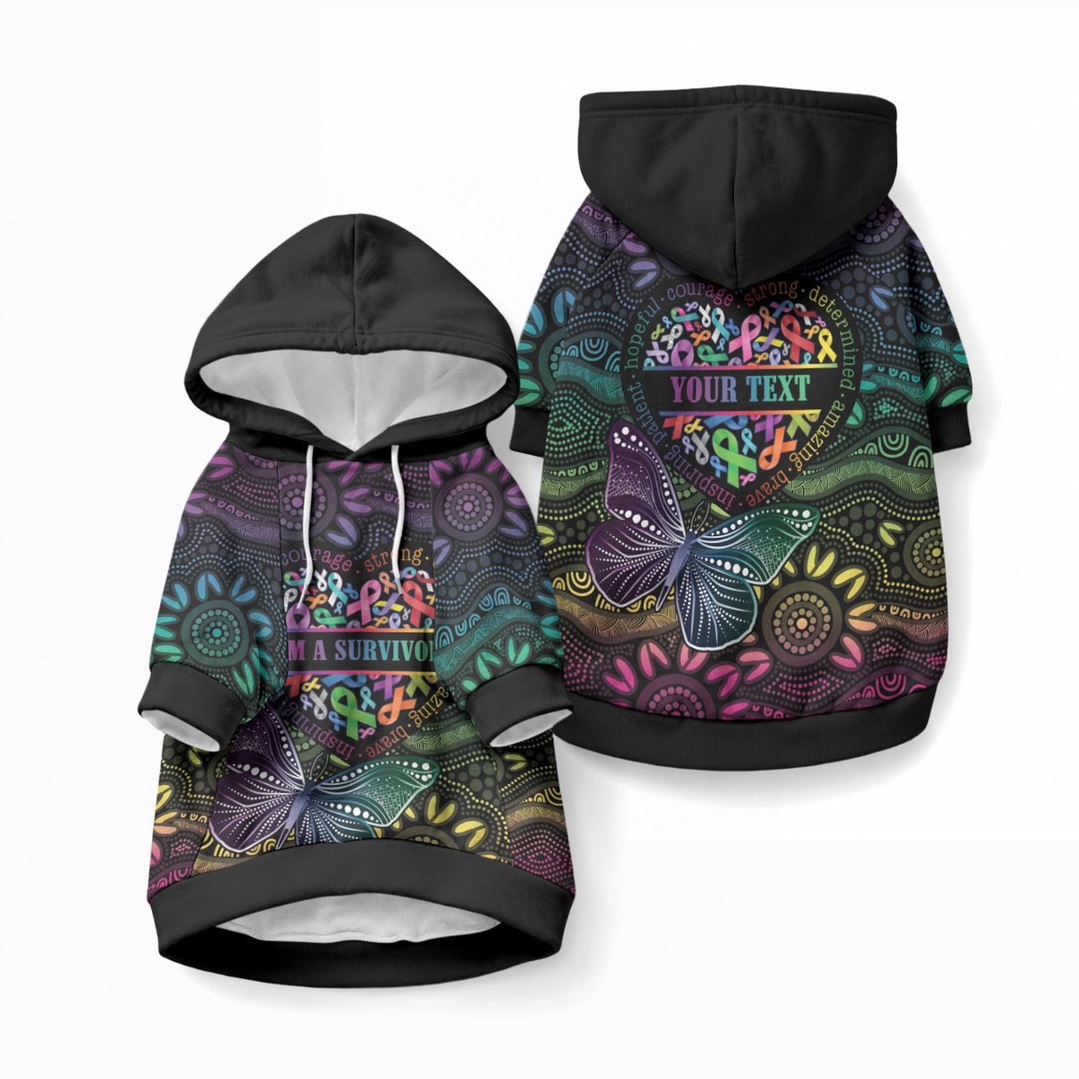 Australia Cancer Survivor Personalised Pet Hoodie I’m A Survivor Ribbon Heart