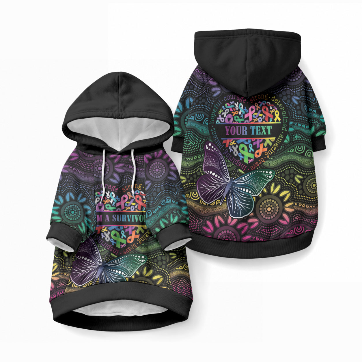 Australia Cancer Survivor Personalised Pet Hoodie I’m A Survivor Ribbon Heart