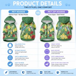 Australia Budgerigars Parakeets Personalised Pet Hoodie Cute Budgies Santa Tropical Flowers