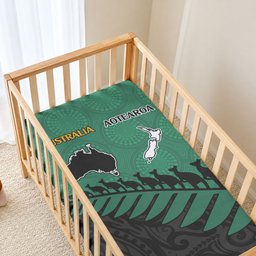 Australia Wallabies and Aotearoa Rugby Baby Bed Cover Kangaroo Black Fern Maori Green Vibe