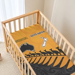 Australia Wallabies and Aotearoa Rugby Baby Bed Cover Kangaroo Black Fern Maori Gold Vibe