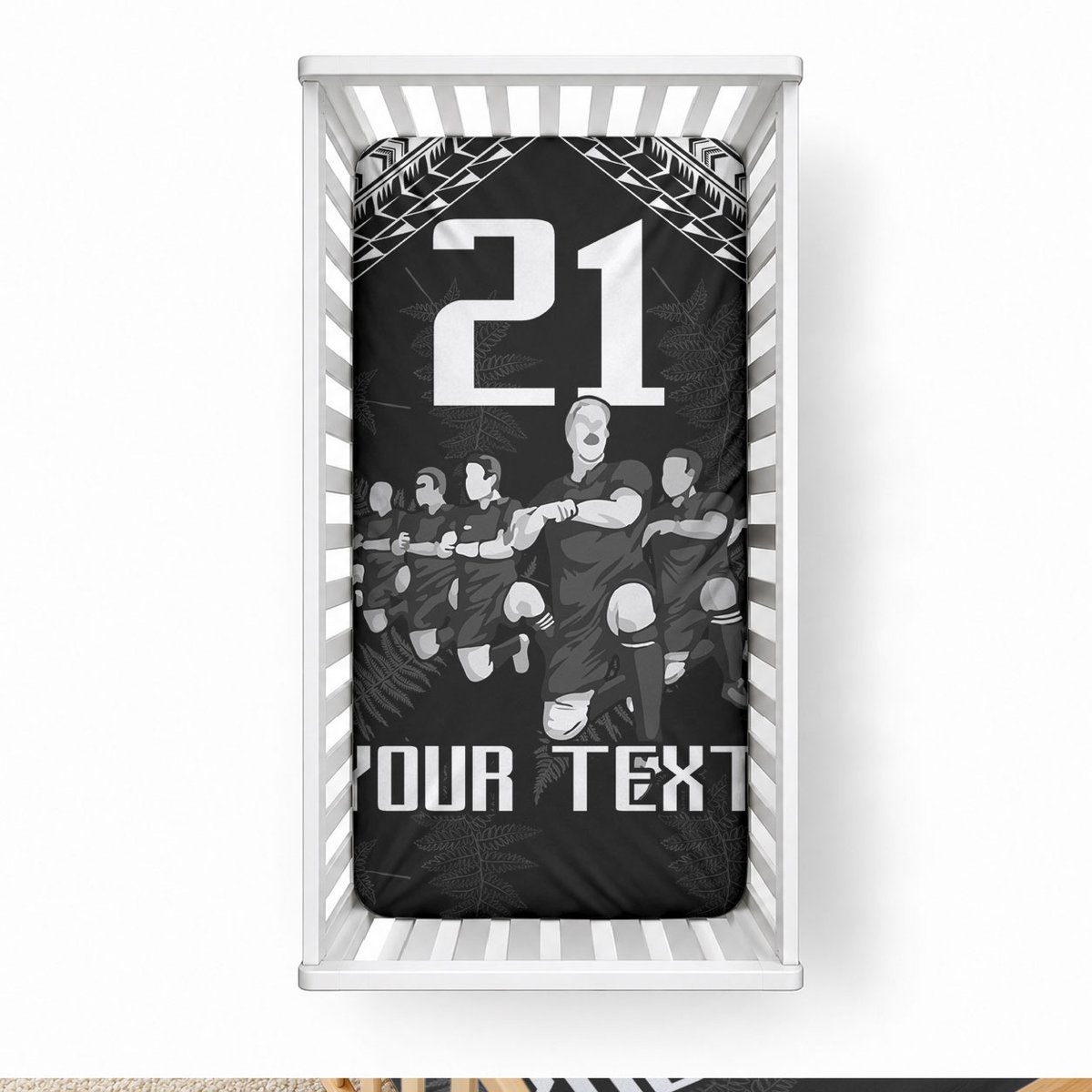 Custom NZ Rugby Baby Bed Cover Kapa Opango Maori Haka With Years of The All Black Champions